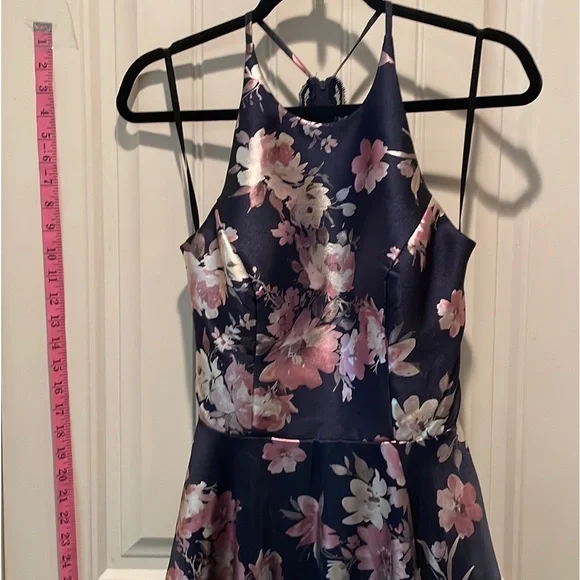 B.SMART  7  Fit & Flair Evening Gown Leg Slit Racerback w Lace inserts & Cutout - Picture 9 of 16